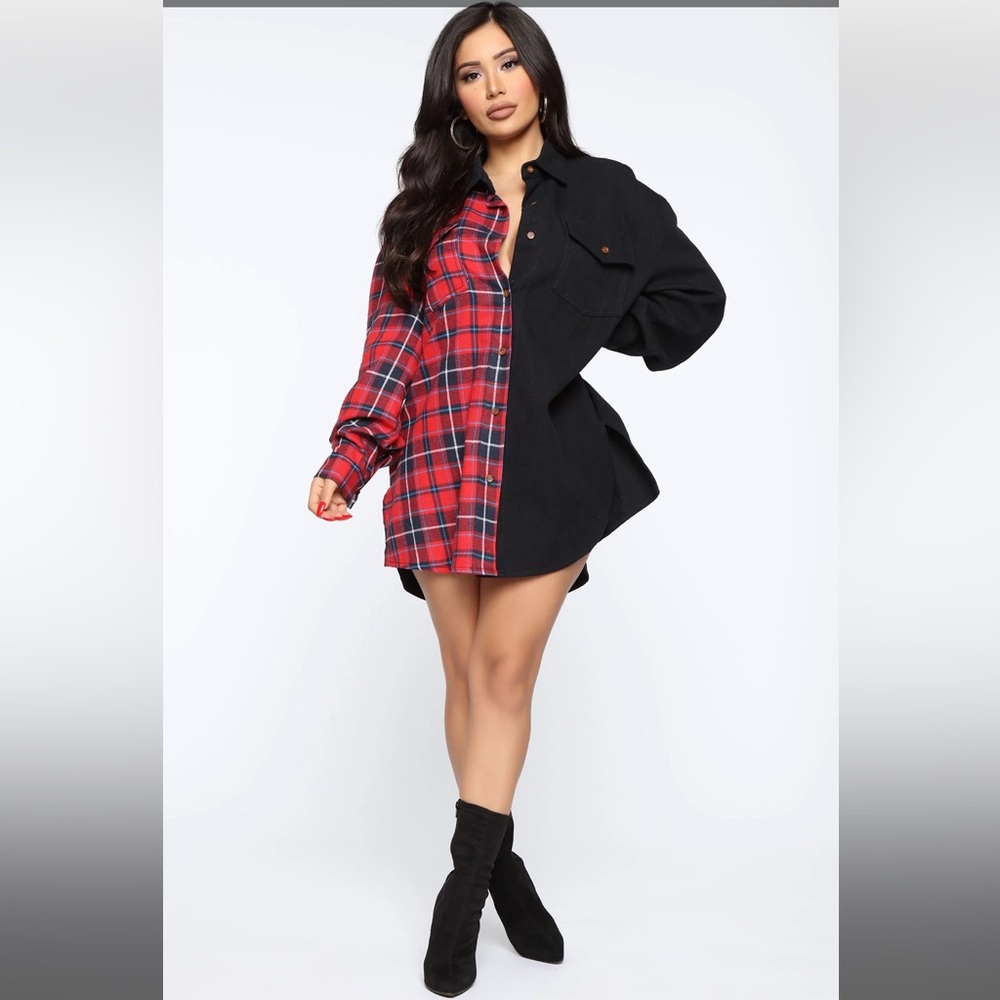 Fashion Nova - Let Me Be Plaid Top - XS